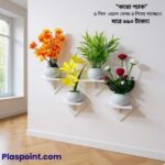 স্কয়ার ওয়াল শেল্ফ ৮ পিস কম্বো প্যাক - ৪ পিস স্কয়ার ওয়াল স্ট্যান্ড ৪ পিস ফুলের টপ