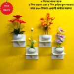 ৮ পিস টি শেল্ফ কম্বো প্যাক – ৪ পিস টি শেল্ফ ওয়াল স্ট্যান্ড এবং ৪ পিস সুন্দর ডেকোরেটিভ ফুল