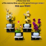 ৮ পিস টি শেল্ফ কম্বো প্যাক – ৪ পিস টি শেল্ফ ওয়াল স্ট্যান্ড এবং ৪ পিস সুন্দর ডেকোরেটিভ ফুল