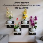 ৮ পিস টি শেল্ফ কম্বো প্যাক – ৪ পিস টি শেল্ফ ওয়াল স্ট্যান্ড এবং ৪ পিস সুন্দর ডেকোরেটিভ ফুল